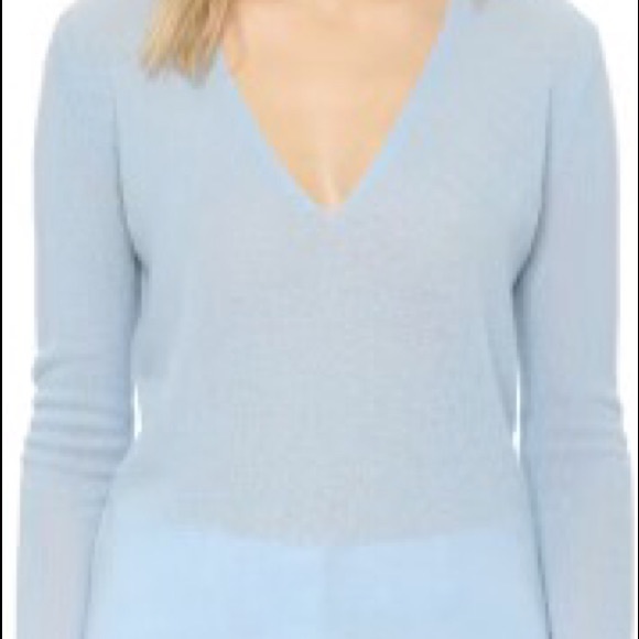 Theory 100% Cashmere Light Blue V-Neck Sweater - Picture 4 of 4